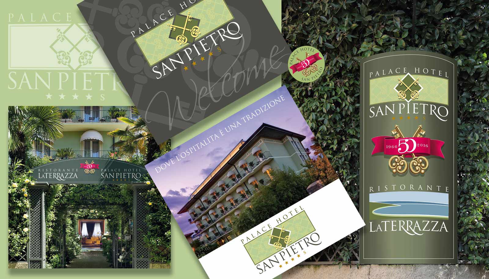 book, insegna e depliant hotel san pietro