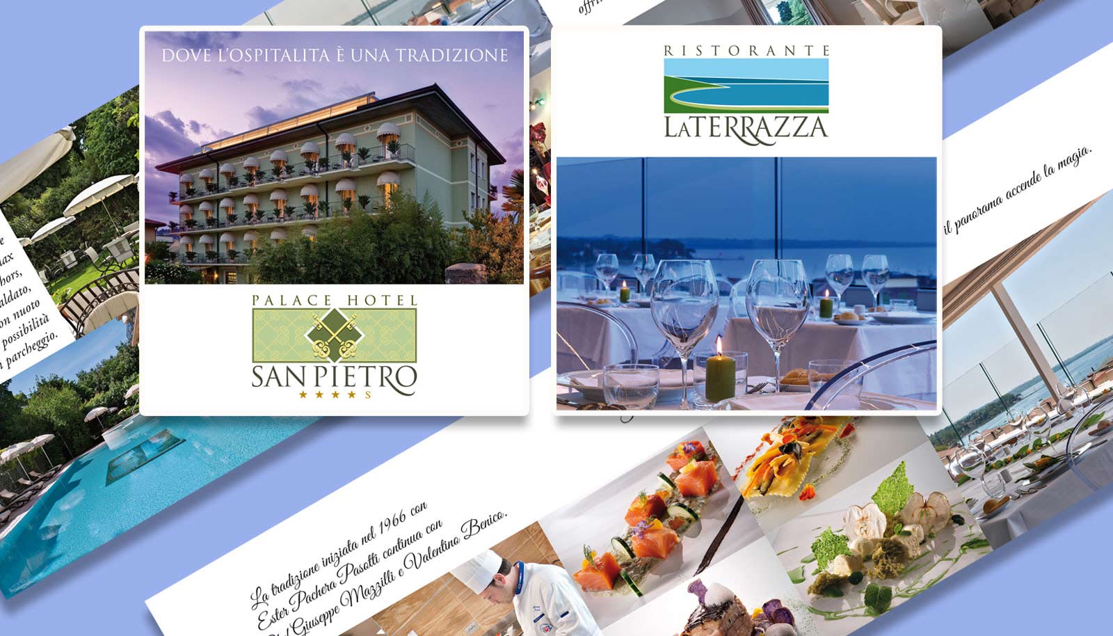 depliant con fotografie hotel e ristorante
