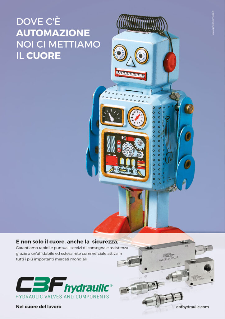 advertising azienda meccanica con illustrazioni robot su sfondo viola