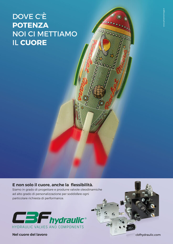 advertising azienda meccanica con illustrazione razzo verde e rosso