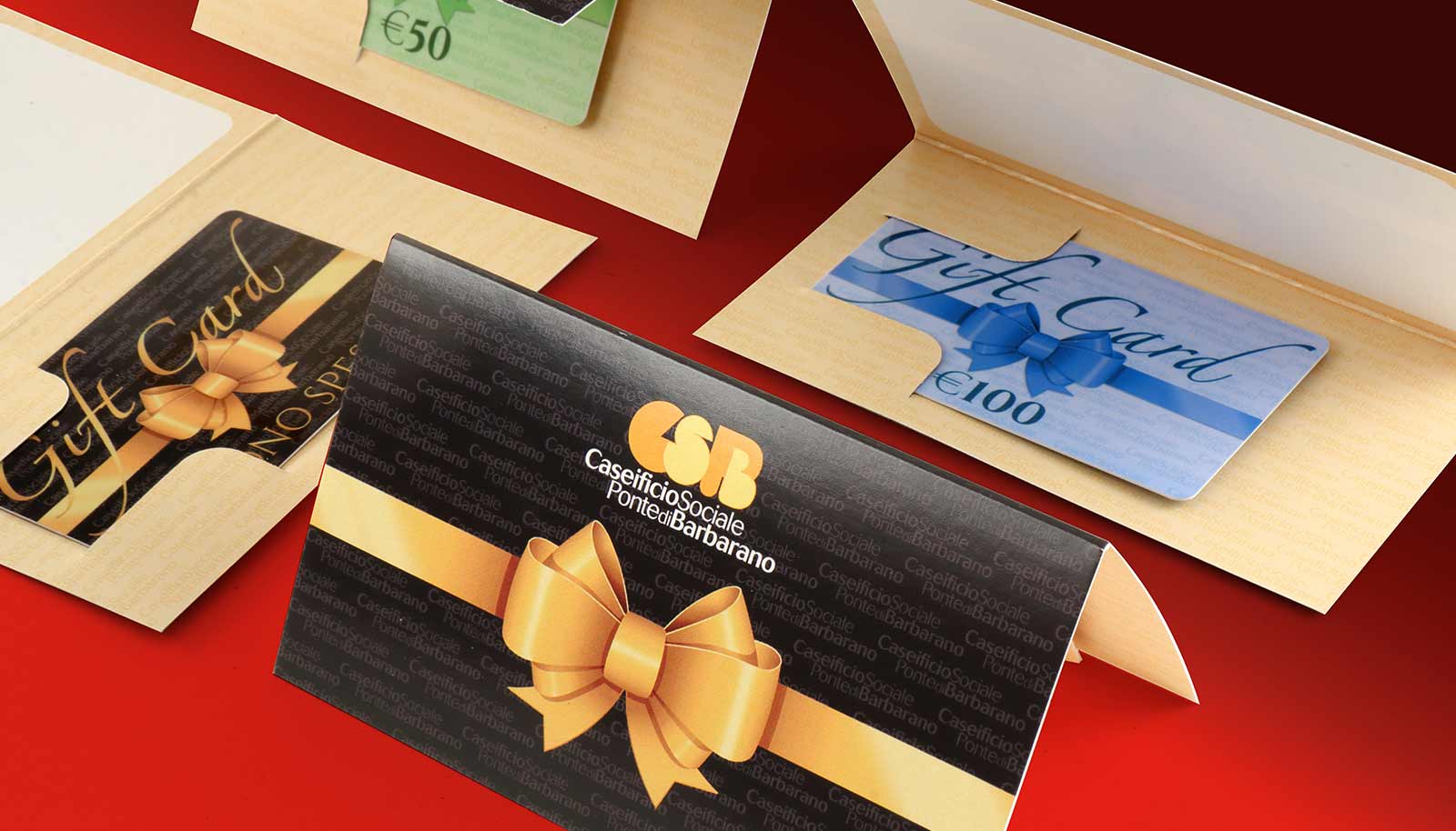 gift card con fiocco su sfondo nerocaseificio ponte di barbarano