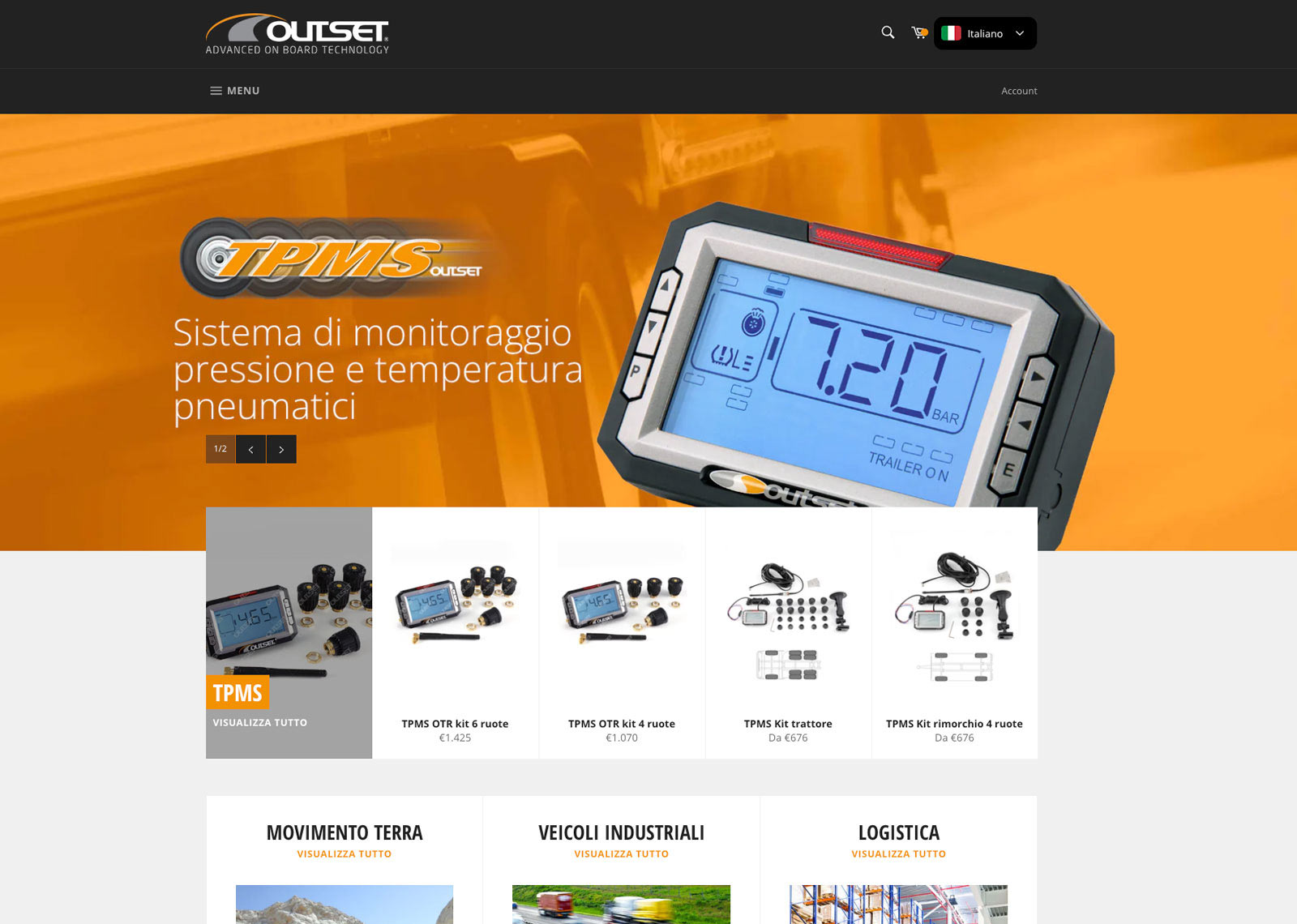 schermata sito web vendita sensori di pesatura a bordo