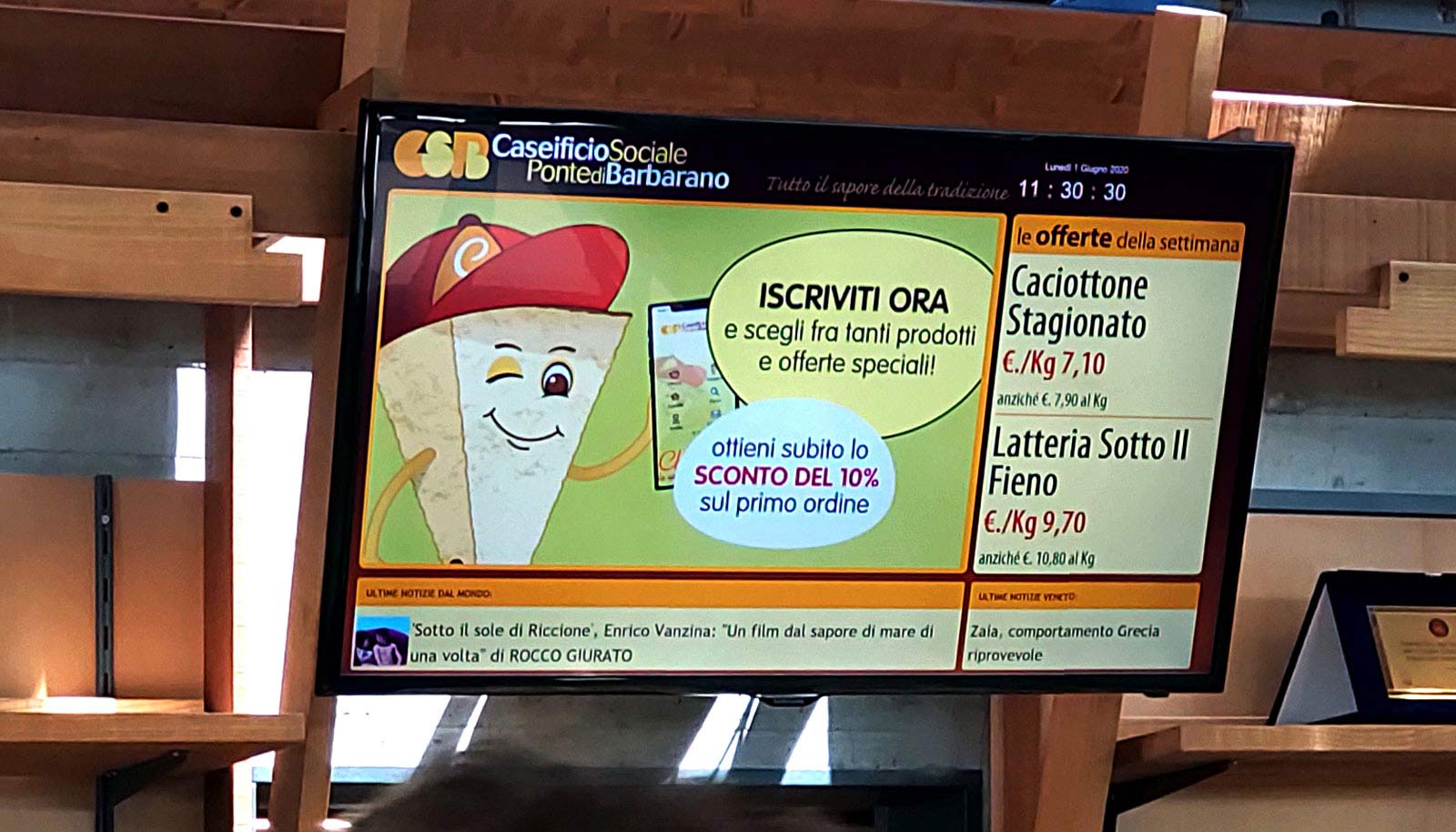 schermo tv con prezzi formaggio in vendita
